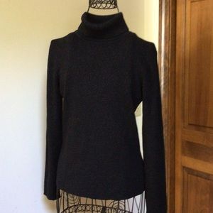 Worthington black sparkle turtleneck, petite Large